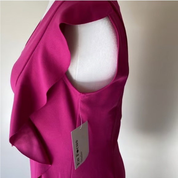 JESSICA HOWARD FUCHIA RUFFLED DRESS SIZE 12P - Picture 3 of 3